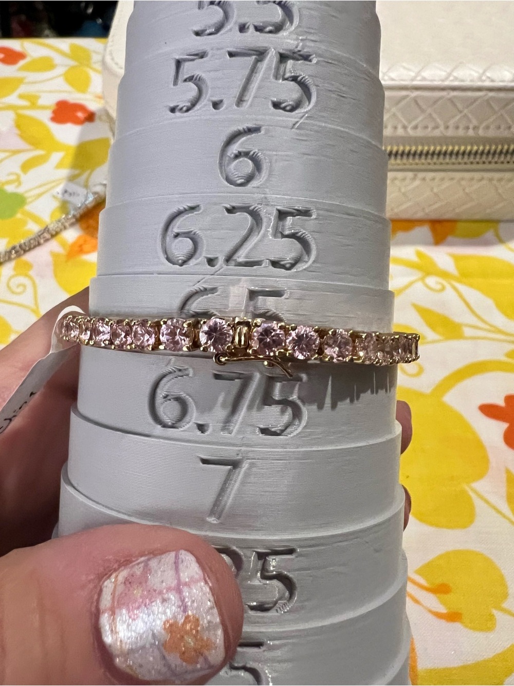 925 silver, gold tone color Tennis Bracelet with Pink CZ